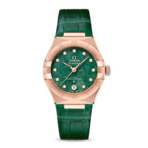 Replica Omega Constellation Women Automatic Green Leather Watch O13153292099002
