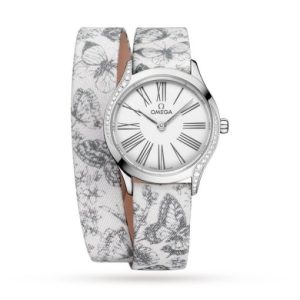Replica Omega De Ville Women Quartz White Fabric Watch O42817266004002